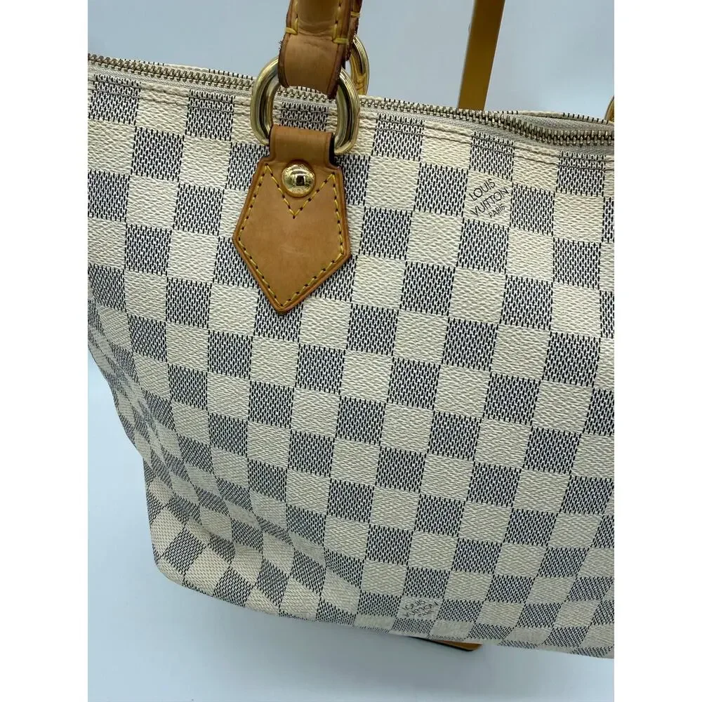 Louis Vuitton Saleya PM Damier Azur Canvas Tote Bag Handbag Purse